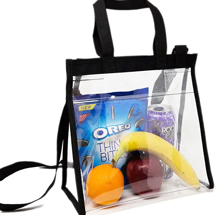 Bolsa de plástico transparente con correa cruzada