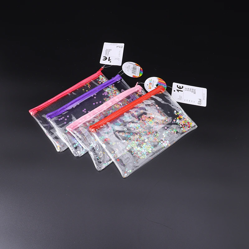 Bolsa con cremallera de PVC con purpurina