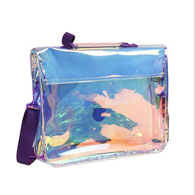 Bolso tote holográfico de alta calidad con botón.