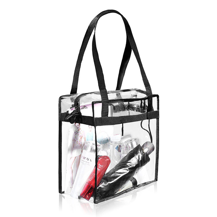 Bolsas de compras transparentes de PVC con cremallera y asa