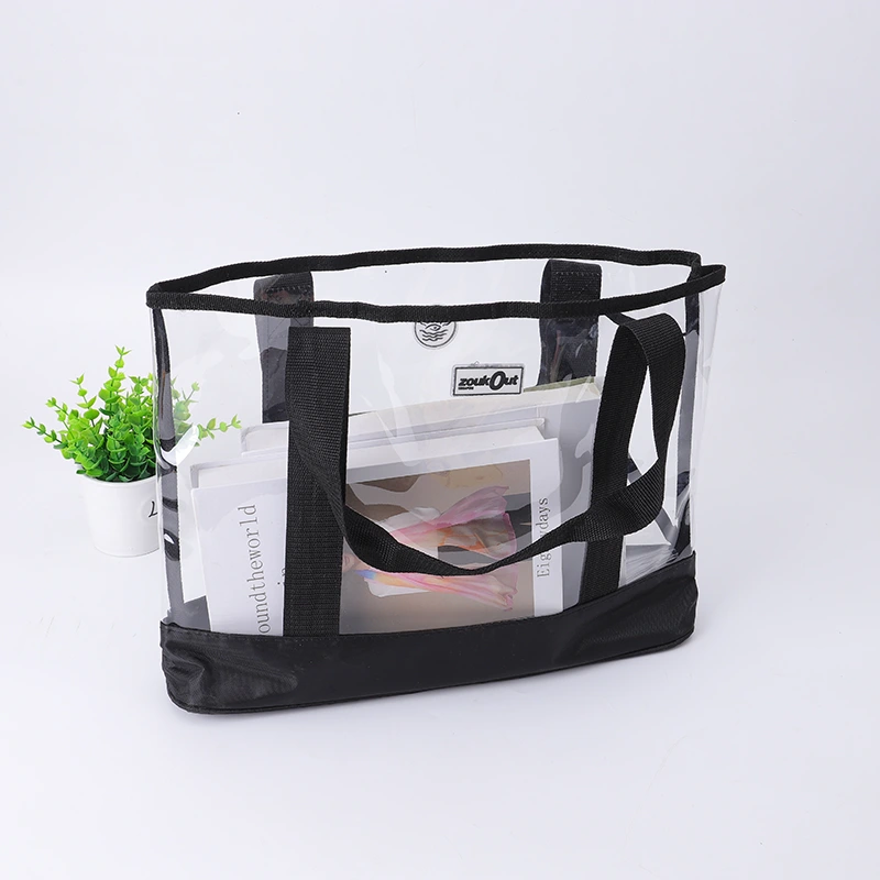 Bolsa de compras de PVC con borde negro