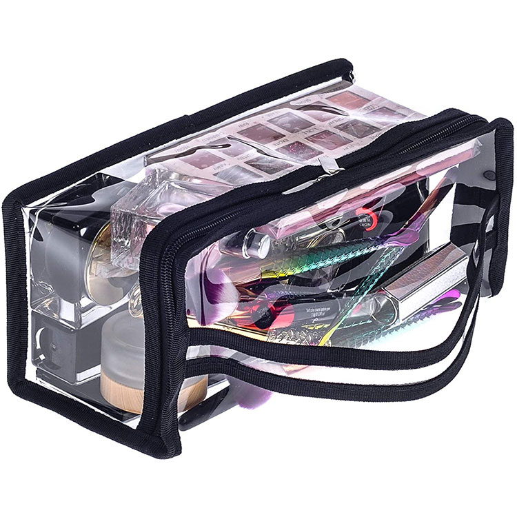 Bolsa de cosméticos transparente de PVC con asa
