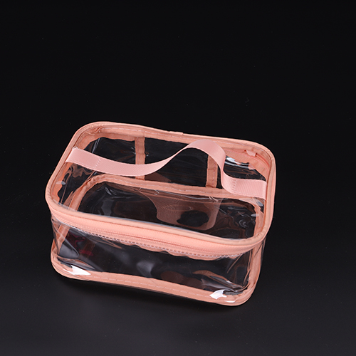 Neceser de PVC Transparente con Accesorios Rosa